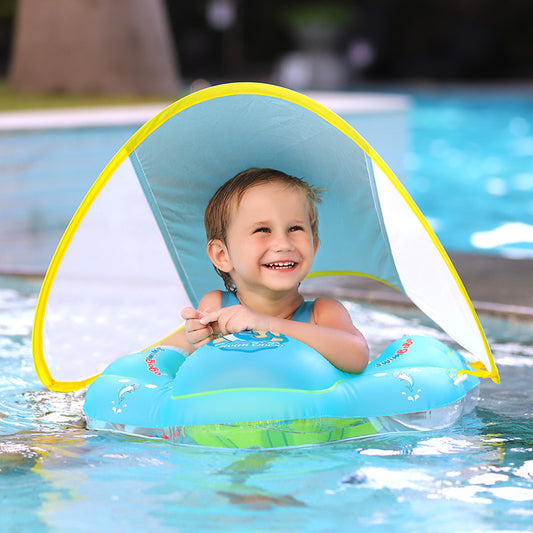Swimming Float Ring with Removable Sun Protection Canopy,Anti-Slip Crotch