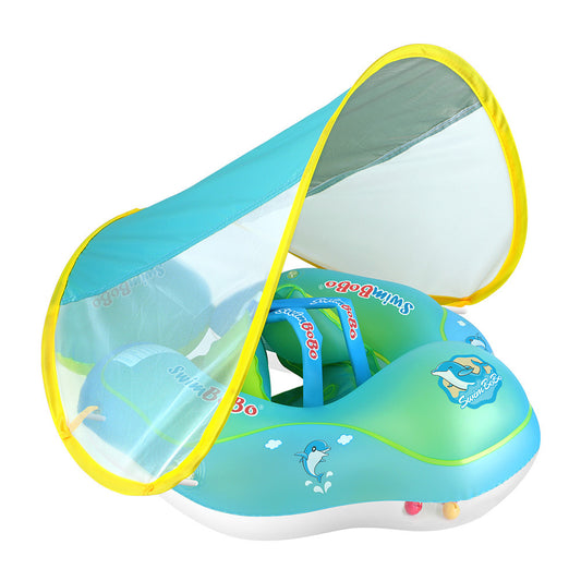 Swimming Float Ring with Removable Sun Protection Canopy,Anti-Slip Crotch